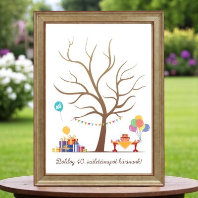 Ujjlenyomatos szülinapi képkeret A4 ( tortás )