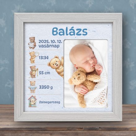 Baba képkeret születési adatokkal - Macikaland 1